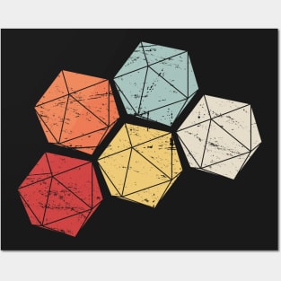 Retro Vintage D20 Roleplaying Game Dice Posters and Art